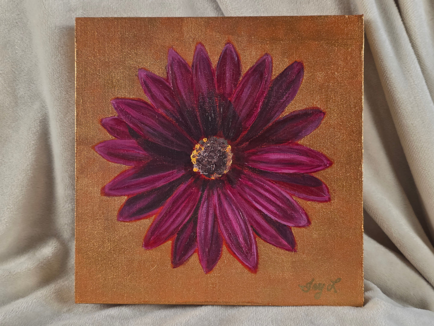 Original Painting – Purple African Daisy, 6 x 6 in.