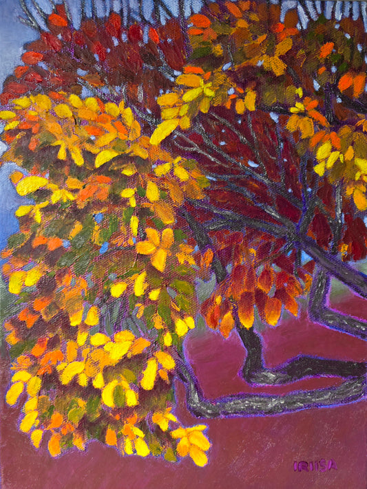 Original Painting – Vibrant Fall Leaves, 9” x 12”