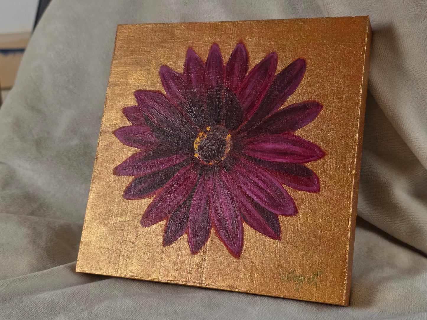 Original Painting – Purple African Daisy, 6 x 6 in.