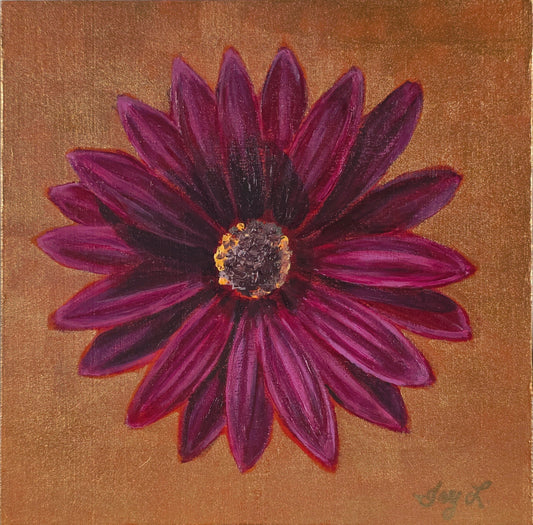 Original Painting – Purple African Daisy, 6 inches by 6 inches