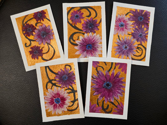 African Daisy Blooms Original ACEOs – 2.5 inches x 3.5 inches