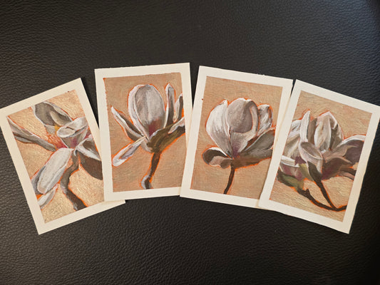 Magnolia Blooms Original ACEOs – 2.5 inches x 3.5 inches